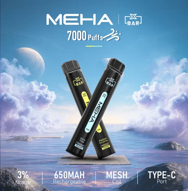 443a041ec20ac873464e45ded4706308.webp 魅嗨 MEHA XBAR 小黑條 7000口 採用 Mesh 網綿芯霧化技術 與 Type-C 快充 打造極強冰感細膩口感