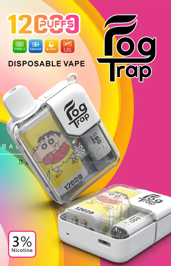 【買十送一】Fog Trap 蠟筆小新×LABUBU 12000口拋棄式電子煙 隨身潮玩備用設備 油電雙顯 台灣現貨秒發