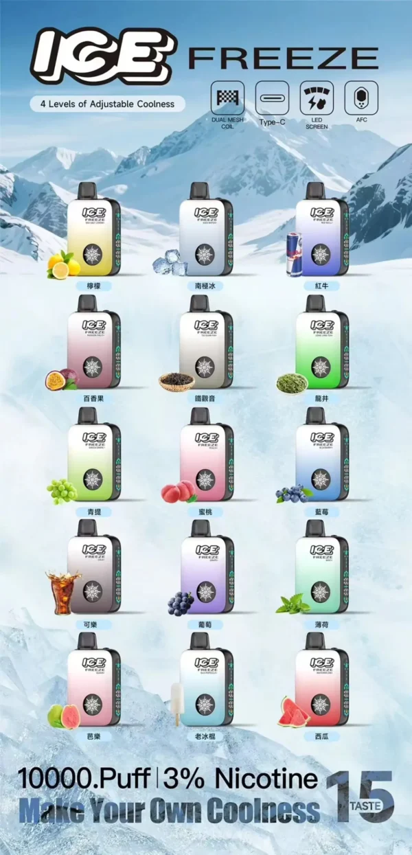 511937e1dcae738127db382b41554822-scaled-1.webp ICE 10000口拋棄式電子煙 長效續航隨身設備 850mAh大電量可充電 自定義涼度 台灣現貨