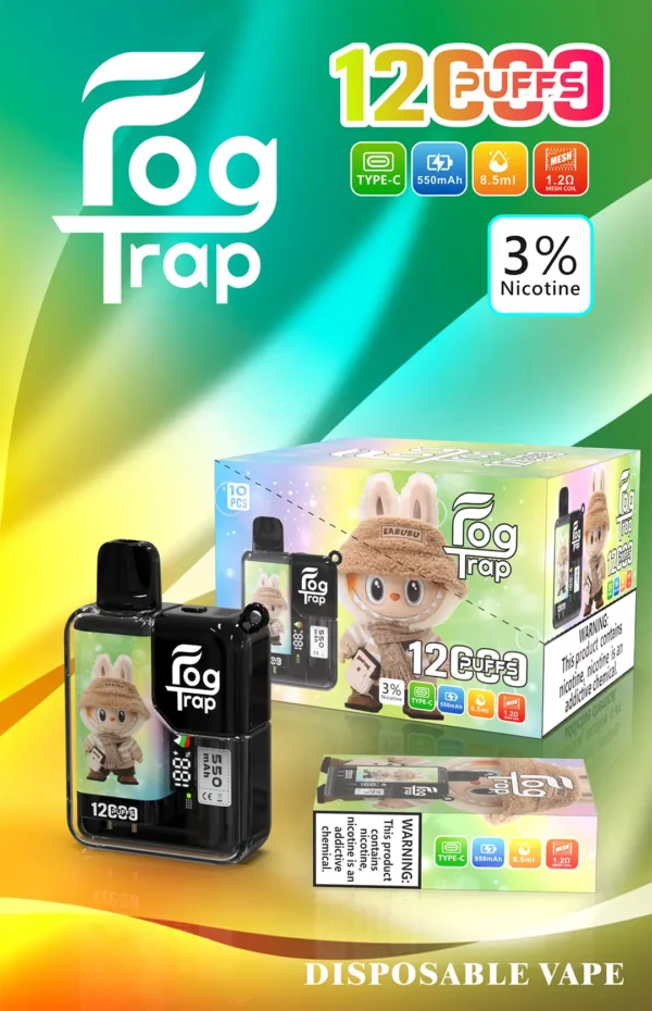 【買十送一】Fog Trap 蠟筆小新×LABUBU 12000口拋棄式電子煙 隨身潮玩備用設備 油電雙顯 台灣現貨秒發