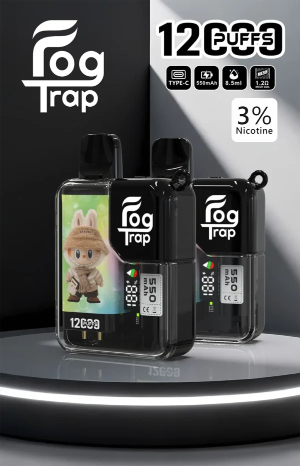 【買十送一】Fog Trap 蠟筆小新×LABUBU 12000口拋棄式電子煙 隨身潮玩備用設備 油電雙顯 台灣現貨秒發