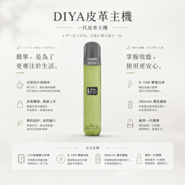 ChatGPT-Image-2026年8月21日-上午02_29_08.webp DIYA叮啞一代通用皮革主機 8W-10W雙檔功率切換 內建LED顯示螢幕 380mAh續航 台灣現貨