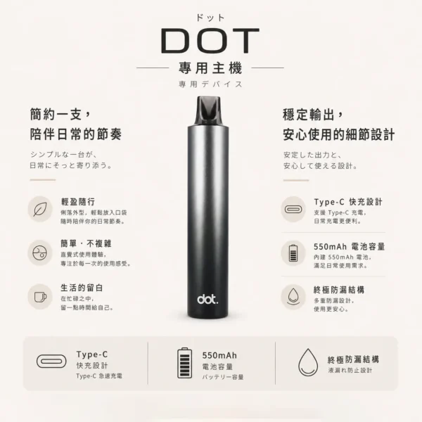 ChatGPT-Image-2026年8月22日-下午06_19_24.webp DOT switch 佩特里專用主機 完全適配 DOT switch 專用煙彈 升級終極防漏氣道結構