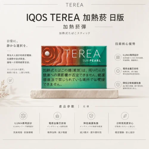 ChatGPT-Image-2026年8月22日-下午10_33_16.webp TEREA 日版 IQOS ILUMA 專用加熱菸彈 完美相容ILUMA全系列加熱主機 內建電感金屬芯 27種風味20支裝