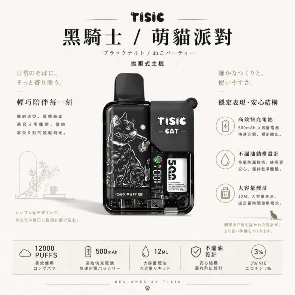ChatGPT-Image-2026年8月25日-下午07_55_39.webp 【買十送一】TISIC 12000口拋棄式電子煙 12ml超長效不漏油結構技術 500mAh高效快充穩定輸出 台灣現貨