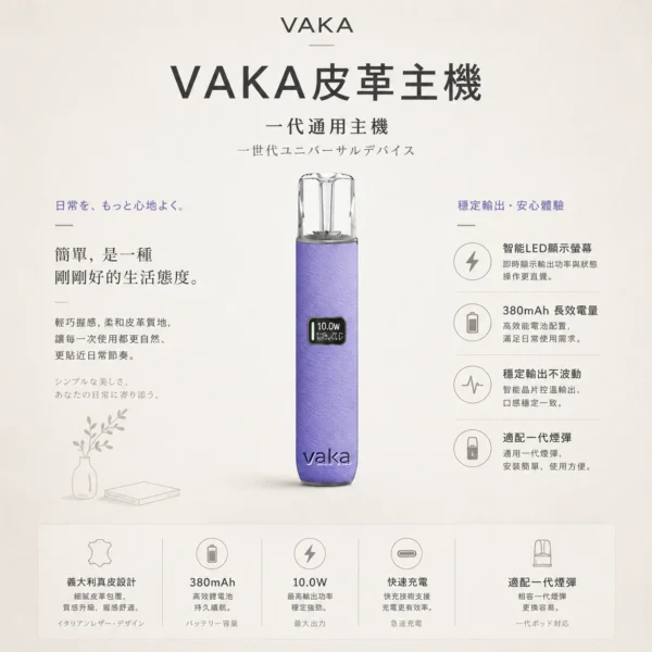 ChatGPT-Image-2026年8月25日-下午09_29_48.webp VAKA 義大利真皮主機 搭載 晶片恆壓穩定輸出技術 與 8W 10W 雙檔切換 配合智能 LED 螢幕精準顯示