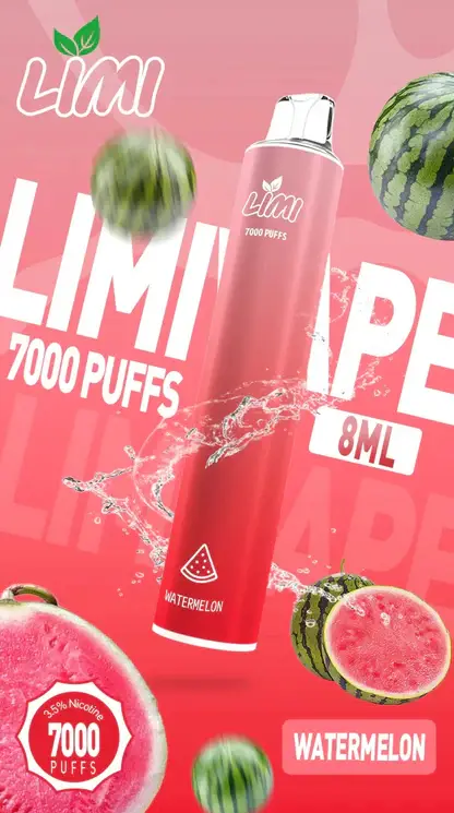 LIMI拋棄式一次性7000口-2.webp LIMI 冰感水果系列 7000口 炫彩吸氣發光視覺設計 結合可充電大電量與高解析清涼口感