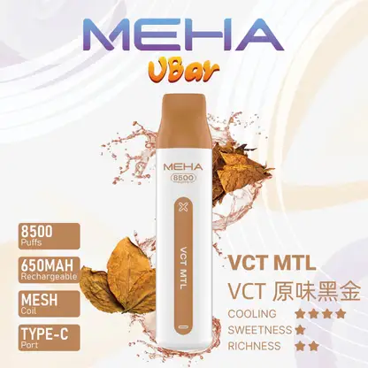 MEHA-8500口-VBar小白條-1.webp MEHA VBar 魅嗨小白條 8500口拋棄式電子煙 Mesh網綿芯 3%尼古丁鹽 Type-C 快充 台灣現貨