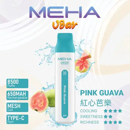 MEHA-8500口-VBar小白條-11.webp MEHA VBar 魅嗨小白條 8500口拋棄式電子煙 Mesh網綿芯 3%尼古丁鹽 Type-C 快充 台灣現貨