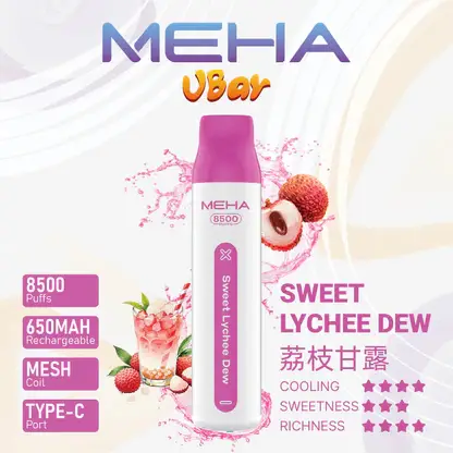 MEHA-8500口-VBar小白條-12.webp MEHA VBar 魅嗨小白條 8500口拋棄式電子煙 Mesh網綿芯 3%尼古丁鹽 Type-C 快充 台灣現貨