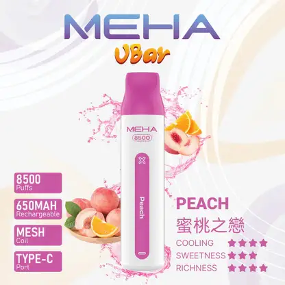 MEHA-8500口-VBar小白條-14.webp MEHA VBar 魅嗨小白條 8500口拋棄式電子煙 Mesh網綿芯 3%尼古丁鹽 Type-C 快充 台灣現貨