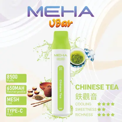 MEHA-8500口-VBar小白條-4.webp MEHA VBar 魅嗨小白條 8500口拋棄式電子煙 Mesh網綿芯 3%尼古丁鹽 Type-C 快充 台灣現貨