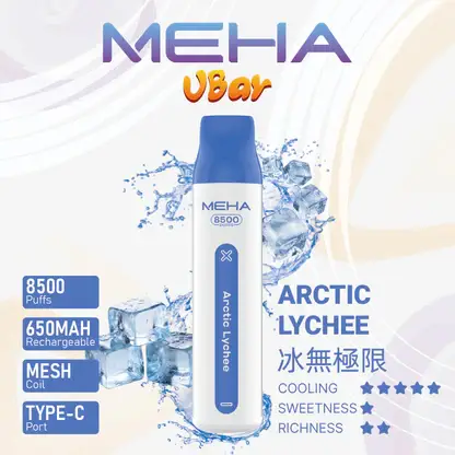 MEHA-8500口-VBar小白條-6.webp MEHA VBar 魅嗨小白條 8500口拋棄式電子煙 Mesh網綿芯 3%尼古丁鹽 Type-C 快充 台灣現貨