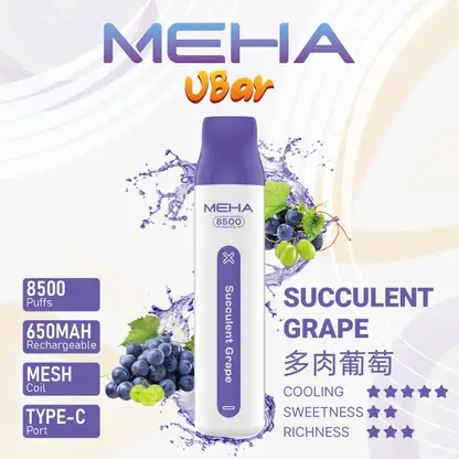 MEHA-8500口-VBar小白條-7.webp MEHA VBar 魅嗨小白條 8500口拋棄式電子煙 Mesh網綿芯 3%尼古丁鹽 Type-C 快充 台灣現貨