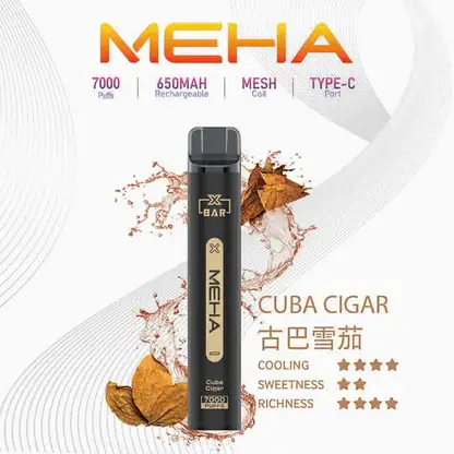 MEHA-XBAR-拋棄式-7000口小黑條-1.webp 魅嗨 MEHA XBAR 小黑條 7000口 採用 Mesh 網綿芯霧化技術 與 Type-C 快充 打造極強冰感細膩口感