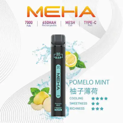 MEHA-XBAR-拋棄式-7000口小黑條-9.webp 魅嗨 MEHA XBAR 小黑條 7000口 採用 Mesh 網綿芯霧化技術 與 Type-C 快充 打造極強冰感細膩口感