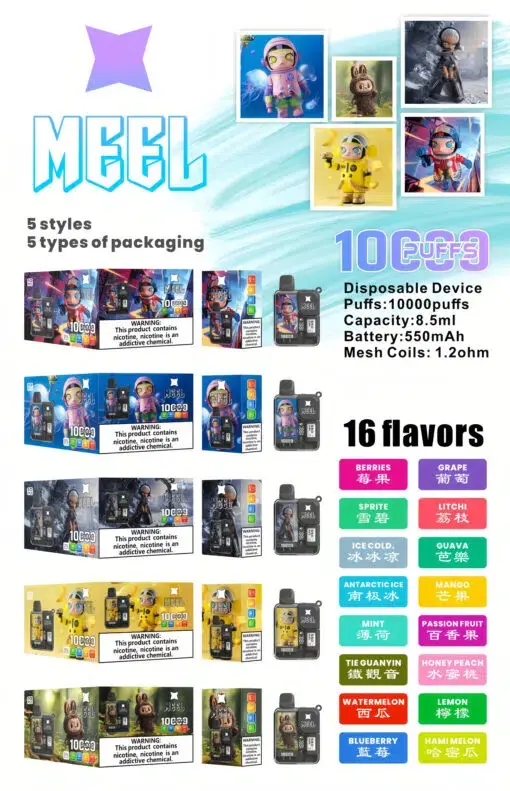 Meel-Boost-10000-Puffs-最新麻將盒子-一次性拋棄式電子煙-拉佈佈聯名款.webp MEEL Boost 10000口一次性主機 採用1.2歐姆Mesh雙網芯霧化技術 結合氣流自動感應抽取